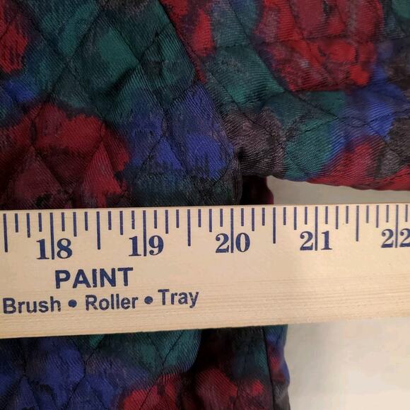 Allen Solly VTG 90s Cropped Quilted Jacket Rose Print Jewel Tones size 14 - Picture 4 of 7